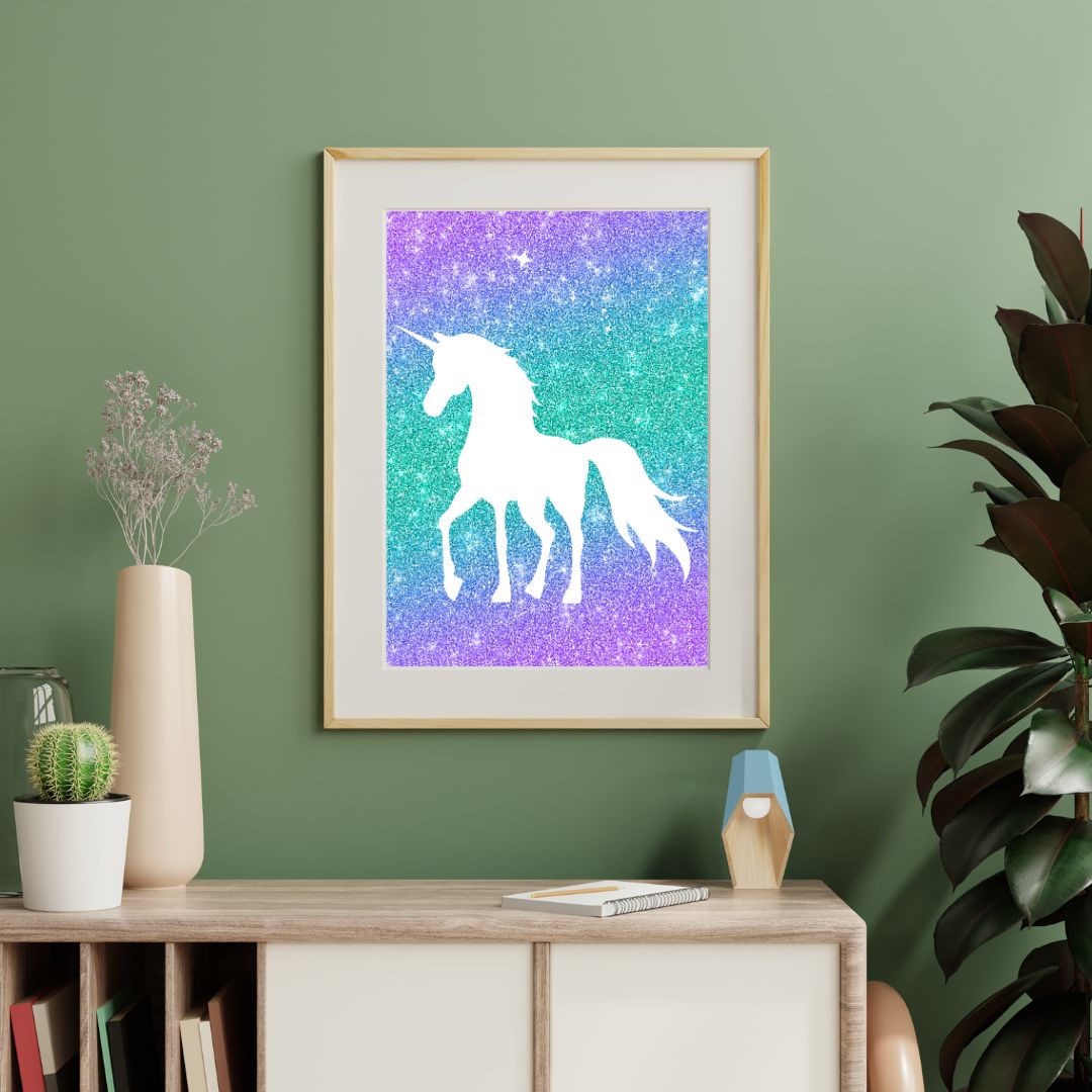 Glitter Eenhoorn Blauw, Groen en Paars 1 - Unicorn Collection - DIGITALE DOWNLOAD