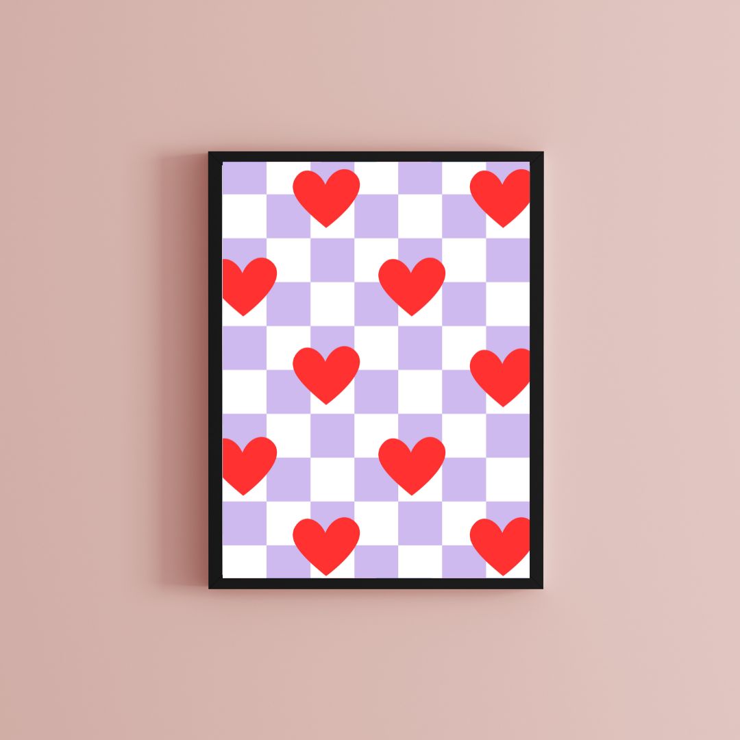 Happy Colours - Hearts Poster - Lila & Rood - DIGITALE DOWNLOAD